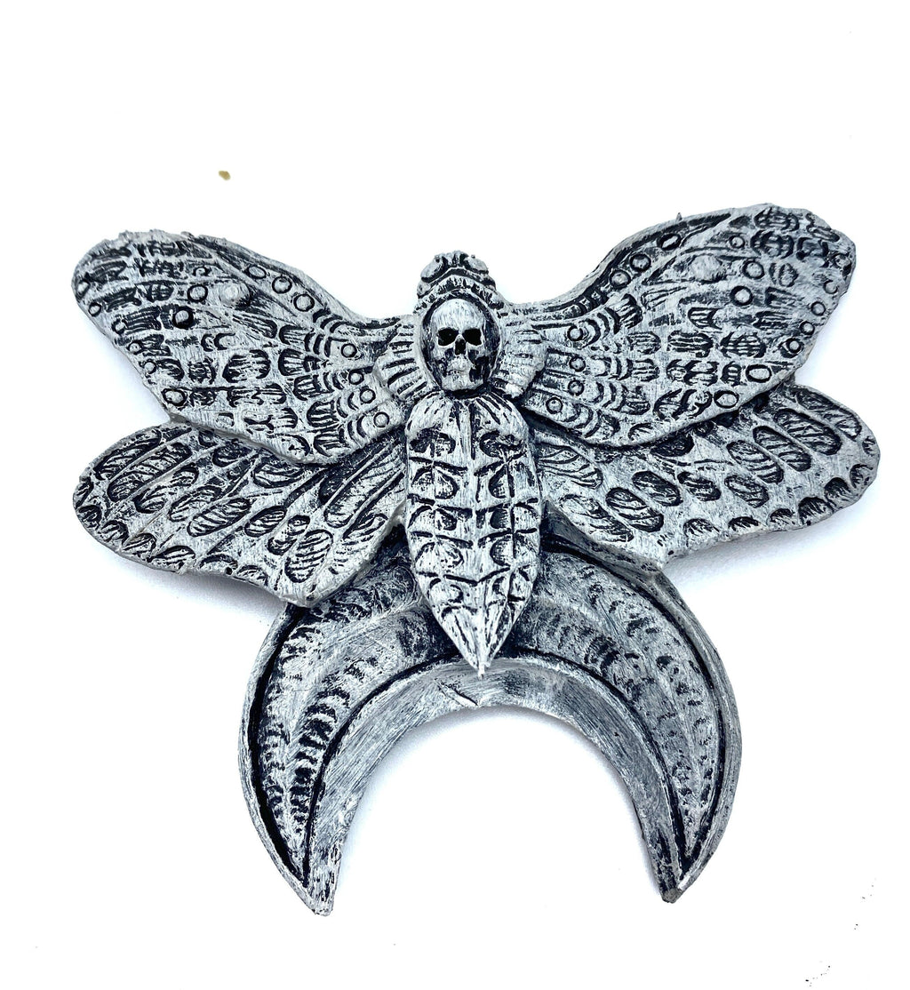 Death's Head Moth Magnet, Hand Painted Resin Sculpture | Gothic Fantasy Decor | Death Moth Magnet for Fantasy and Gothic Decor