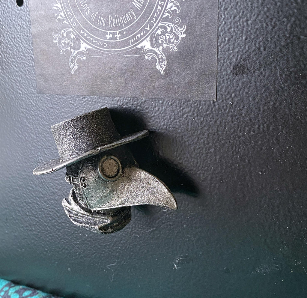 Plague Doctor Magnet, Hand Painted Resin Sculpture | Gothic Fantasy Decor | Plague Dr. Magnet for Fantasy and Gothic Decor
