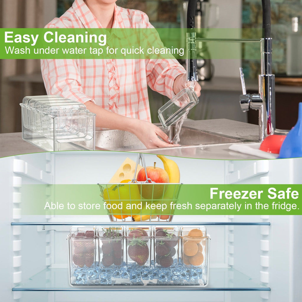 Ice Chilled Condiment Caddy Serving Tray Container Bar Garnish Holder Salad Platter Server Food Storage with 5 Removable Containers 5 Lids 2 Tongs 5 S