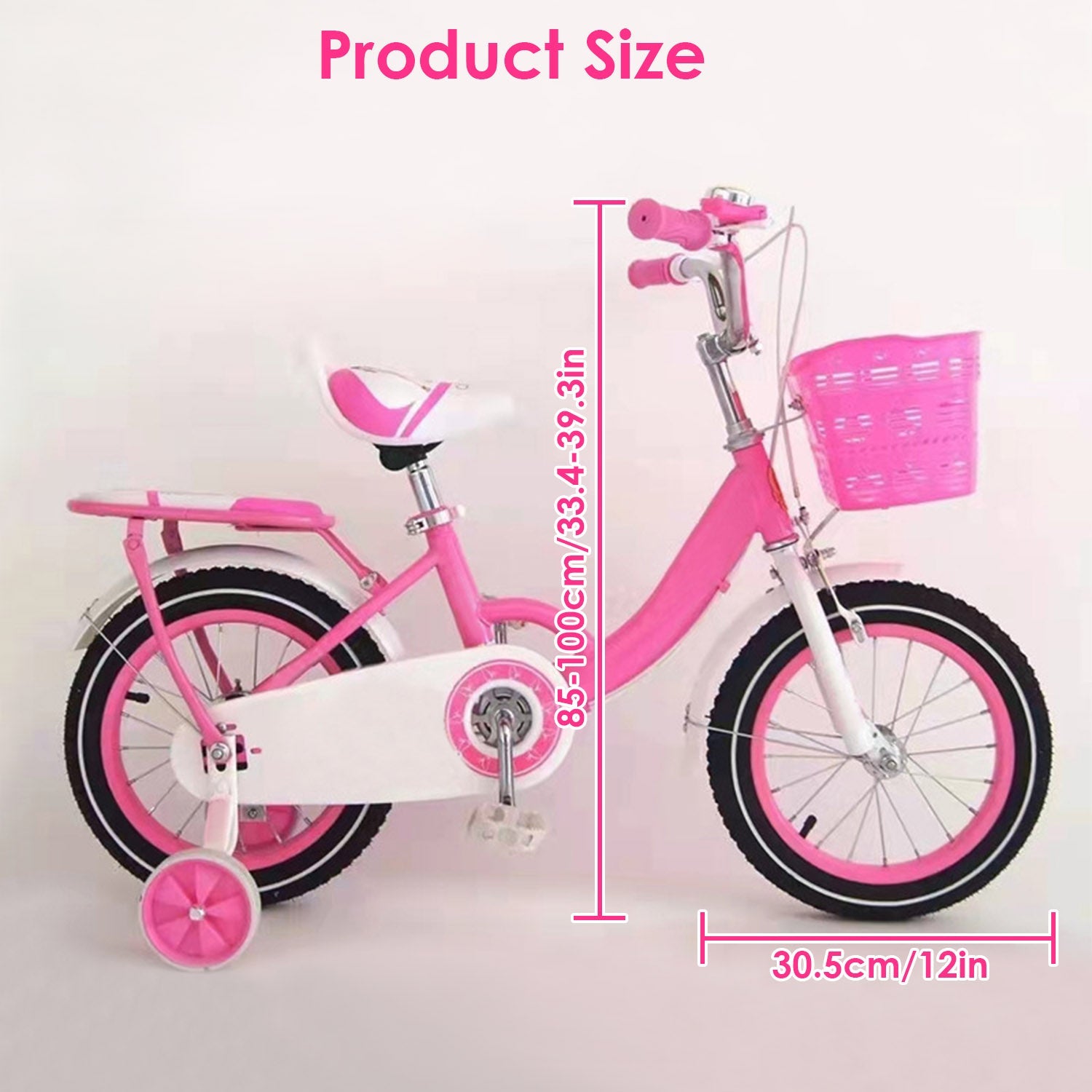12in Carbon Steel Kid Bike with Backpack Streamers Helmet Detachable Training Wheels