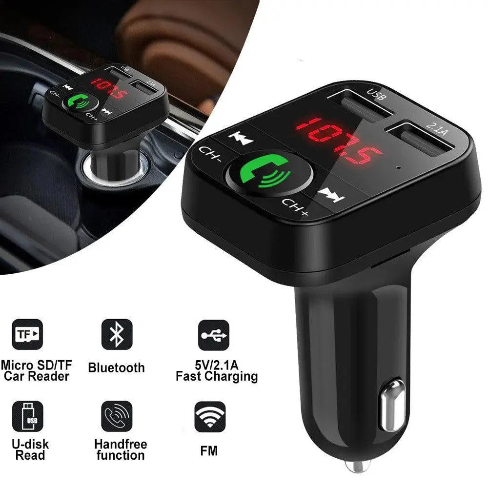 Black Car Bluetooth Wireless Hand-free Transmitter Dual USB Charger Music Player For Cars Easy Use Gadget