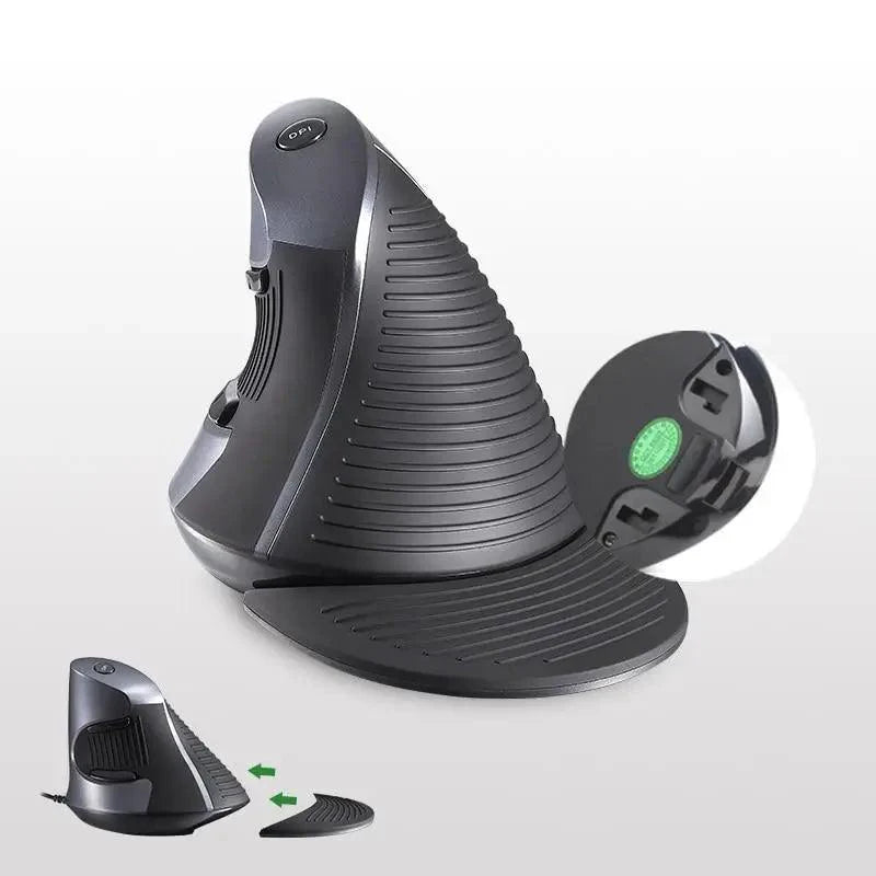 Black Ergonomic Design Vertical Mouse Adjustable DPI Optical Right Hand Mouse Reduce Wrist Pain 6 Buttons Modern Mouse For Computers Laptops PC