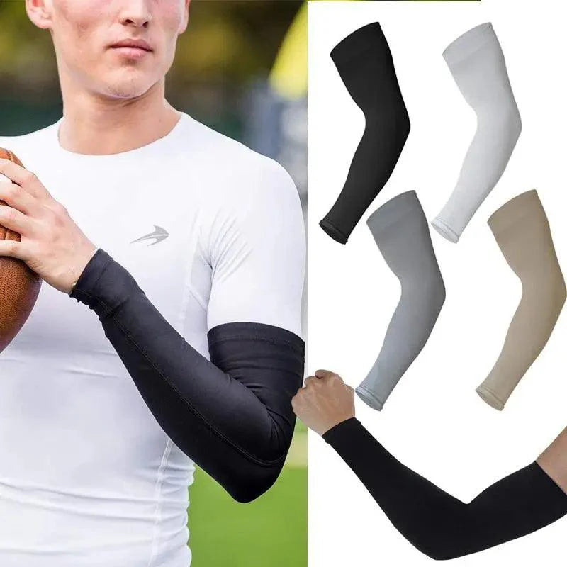 Black Men Unisex Cooling Arm Sleeves Cover Cycling Running Sun Protection Outdoor Activities Hide Tattoos Sleeve Cooling Sports Sleeve For Basketball Golf Football