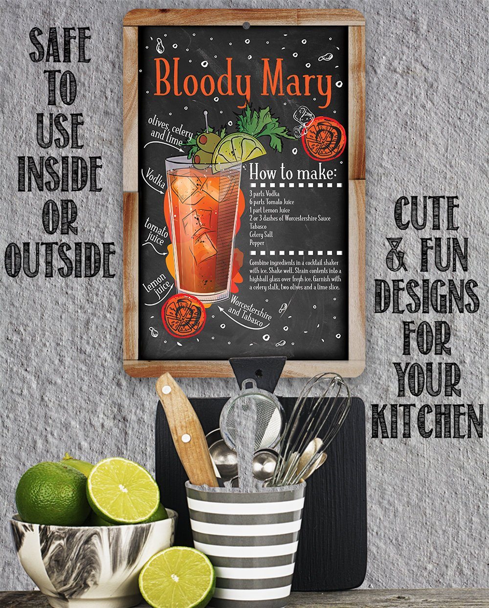 Bloody Mary Bar Recipe - Metal Sign