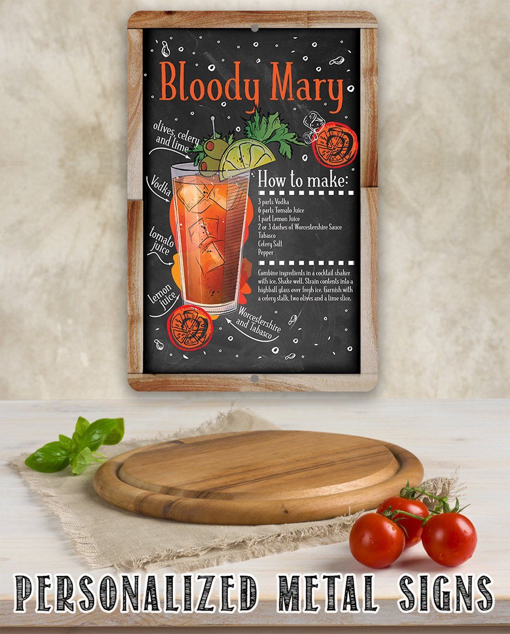 Bloody Mary Bar Recipe - Metal Sign
