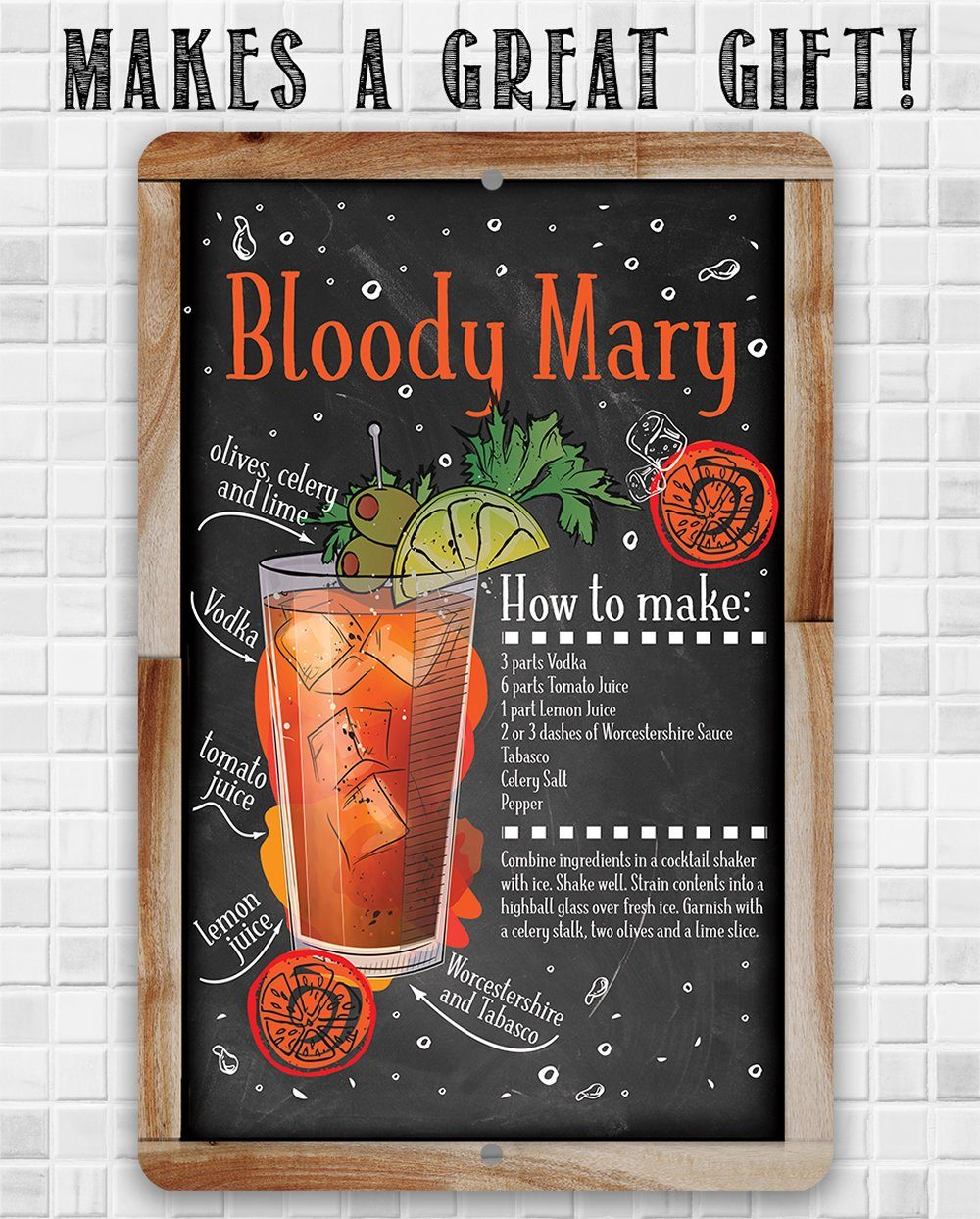 Bloody Mary Bar Recipe - Metal Sign
