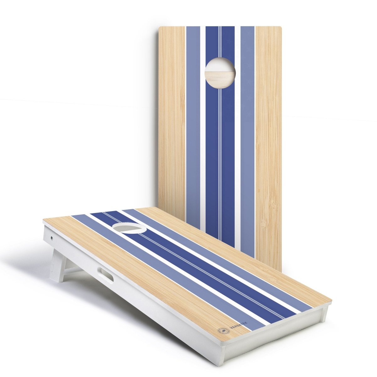 Blue Beach Stripes Versatex All-Weather Cornhole Boards