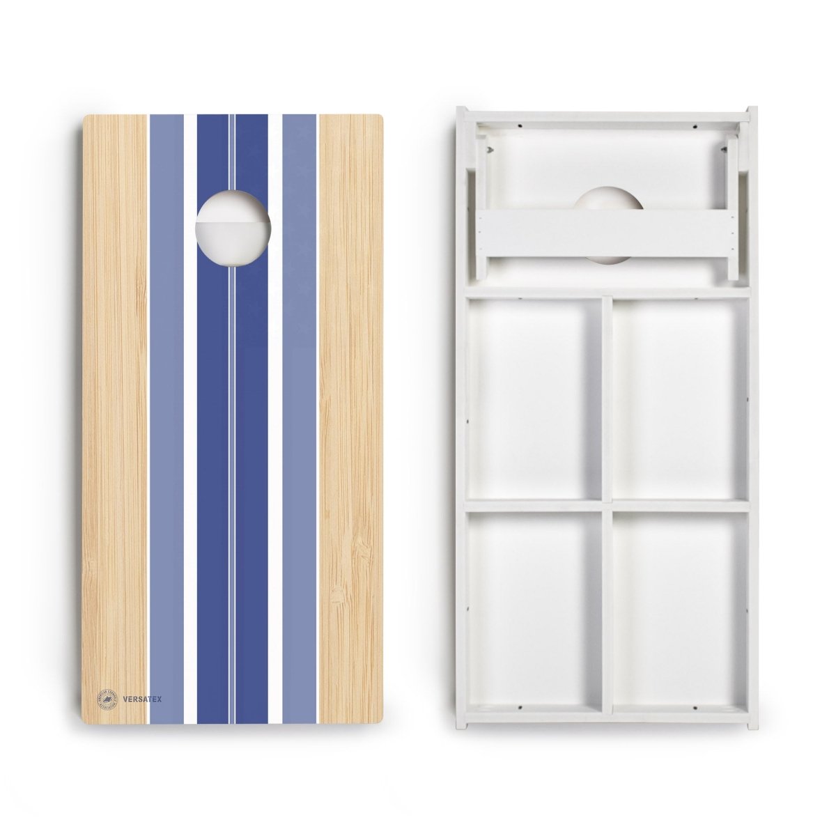 Blue Beach Stripes Versatex All-Weather Cornhole Boards