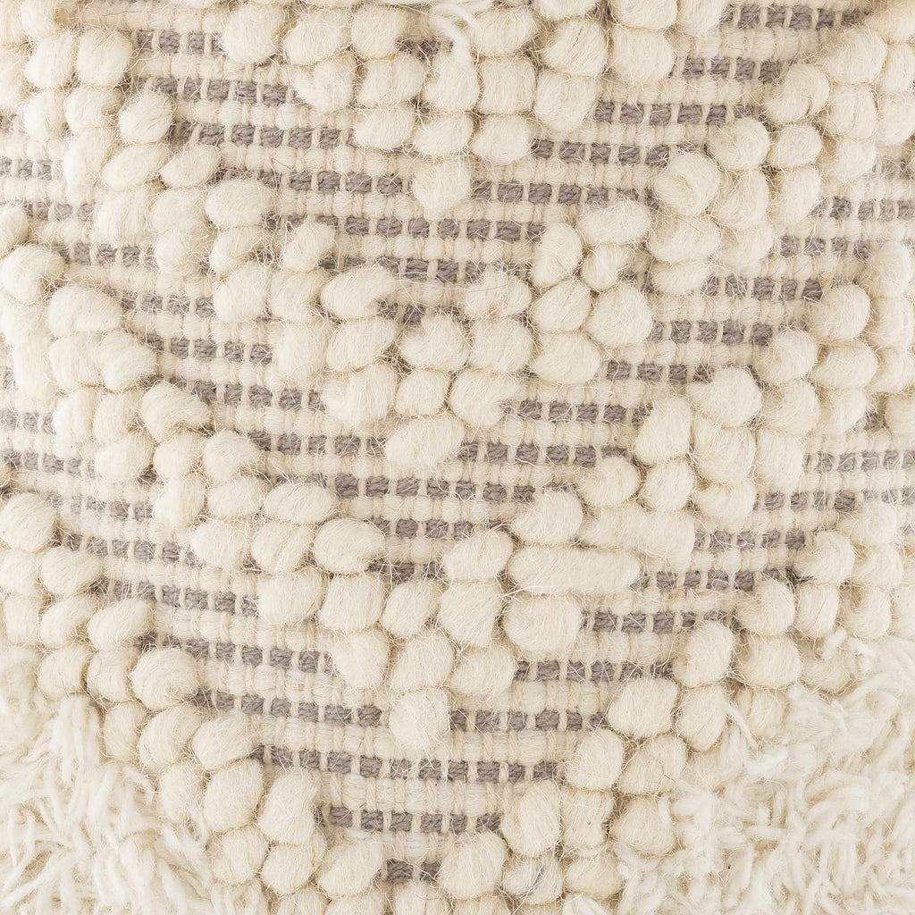Bordon Ivory Textured Pom-Pom Stool - Clearance