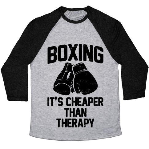 BOXING IT'S CHEAPER THAN THERAPYTRI-BLEND BASEBALL TEE
