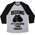 BOXING IT'S CHEAPER THAN THERAPYTRI-BLEND BASEBALL TEE