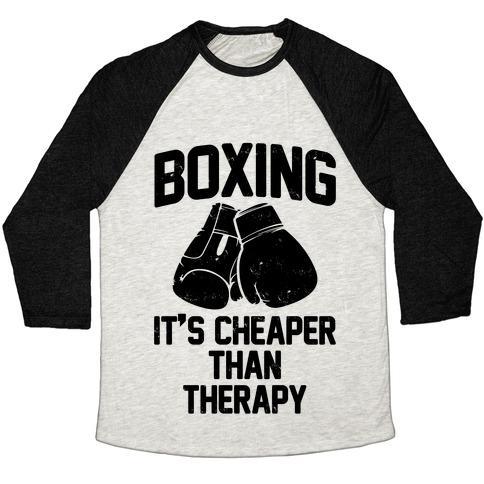 BOXING IT'S CHEAPER THAN THERAPYTRI-BLEND BASEBALL TEE