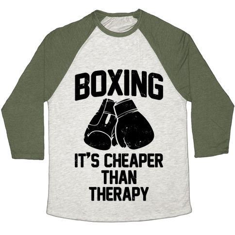 BOXING IT'S CHEAPER THAN THERAPYTRI-BLEND BASEBALL TEE