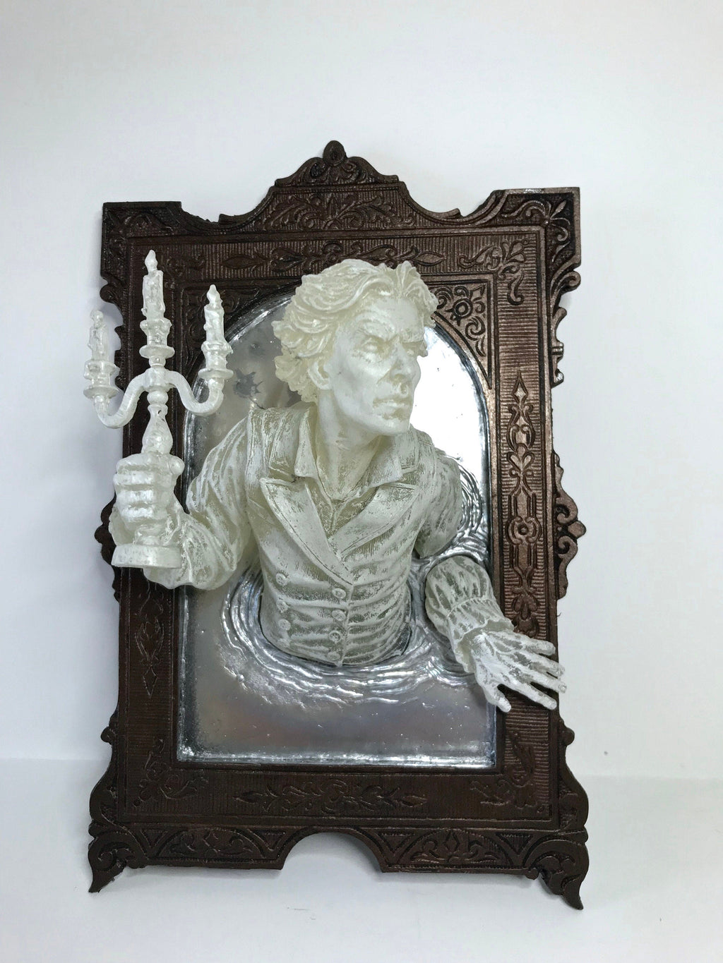 Gentleman Ghost in the Mirror Wall Plaque, Hand Painted Resin | Victorian Gothic Haunted Wall Art | for Halloween and Spooky Home Decor