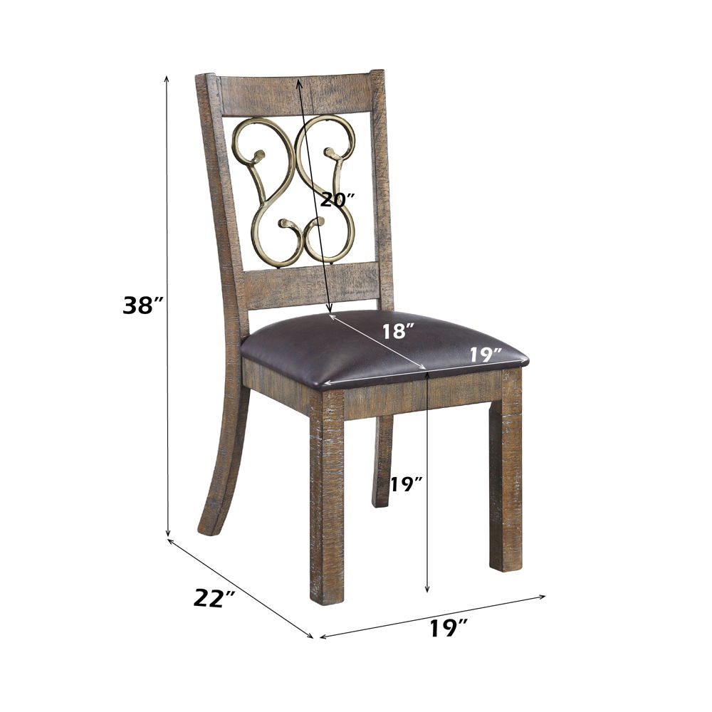 Raphaela - Side Chair (Set of 2) - Black Synthetic Leather & Weathered Cherry
