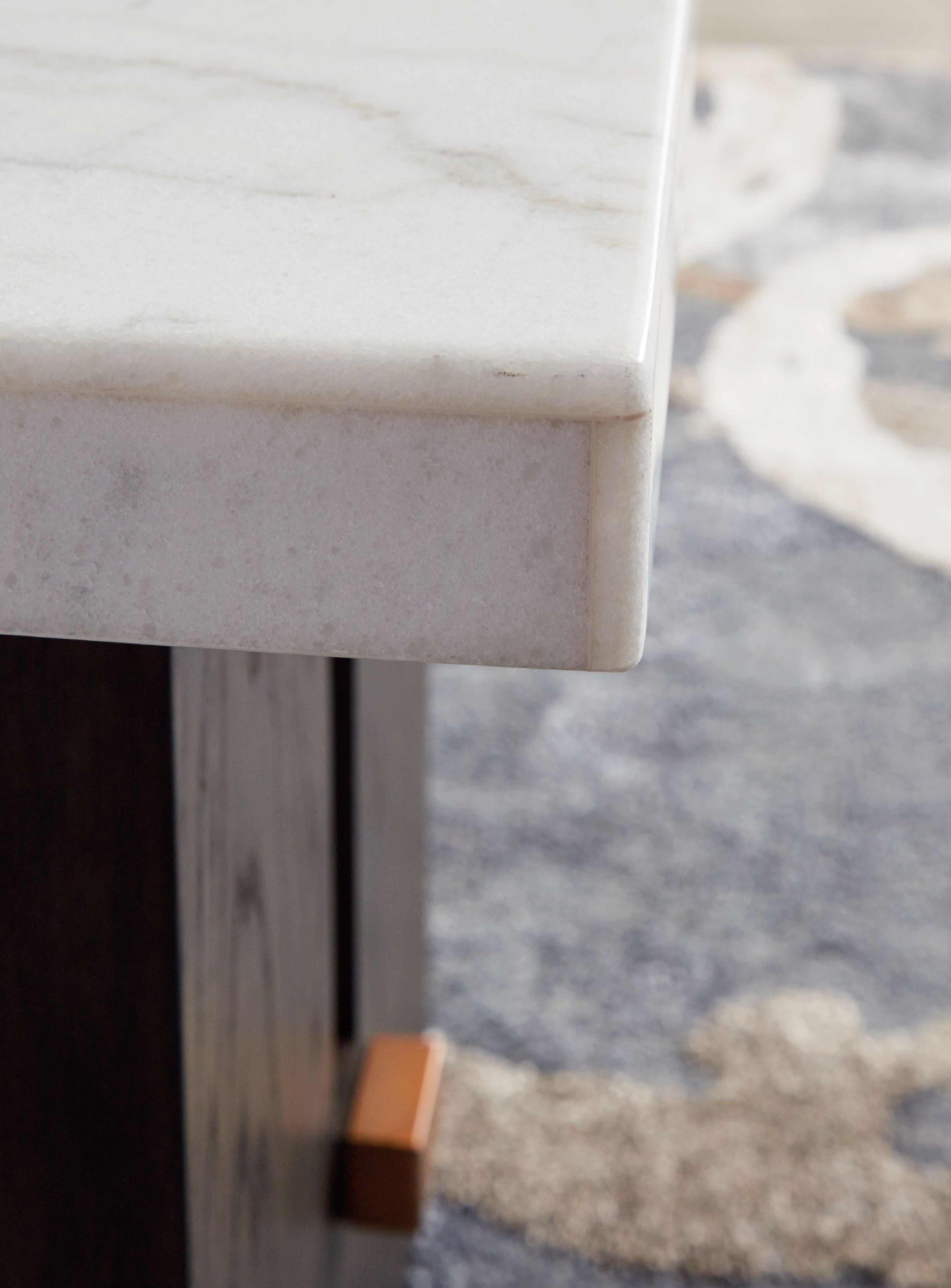Burkhaus - Rectangular End Table - White / Dark Brown