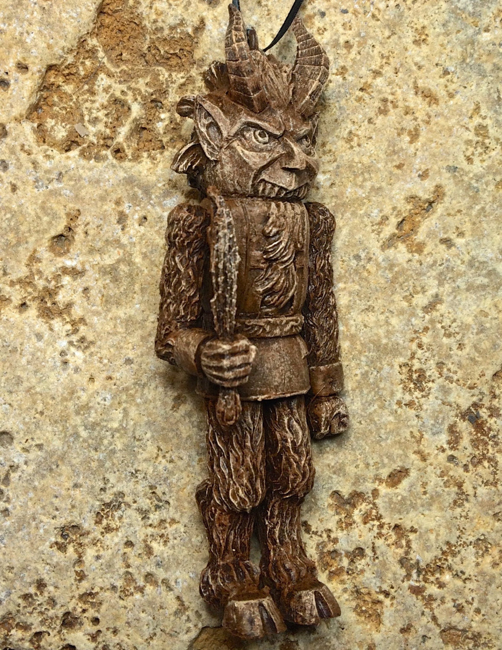 Krampus Nutcracker Ornament, Hand Painted Resin Sculpture | Mythical Creature Figurine | Unique Dark Christmas Demon, Gothic Holiday Decor