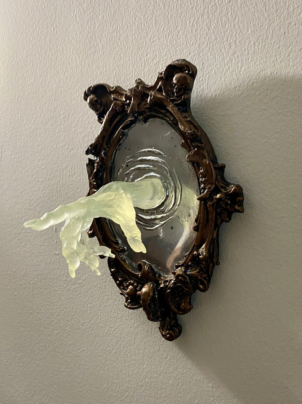 Spectral Hand Wall Plaque, Glow in the Dark Resin | Victorian Gothic Haunted Wall Art |Ghost Hand Gift for Halloween, Spooky Home Decor
