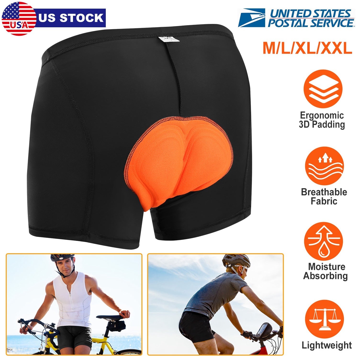 Men\'s Cycling Underwear Shorts 3D Padded Bike Underwear Shorts Breathable Moisture Absorbing Quick Dry