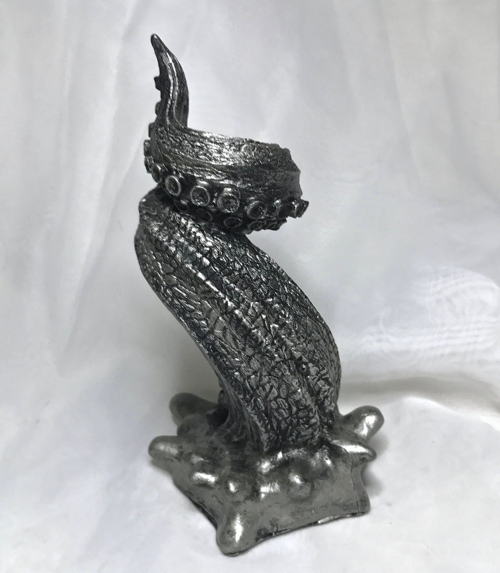 Tentacle Candlestick Holder, 6" Version, Resin Sculpture | Octopus Lovecraftian Tentacle Candle for Nautical Gift and Gothic Home Decor