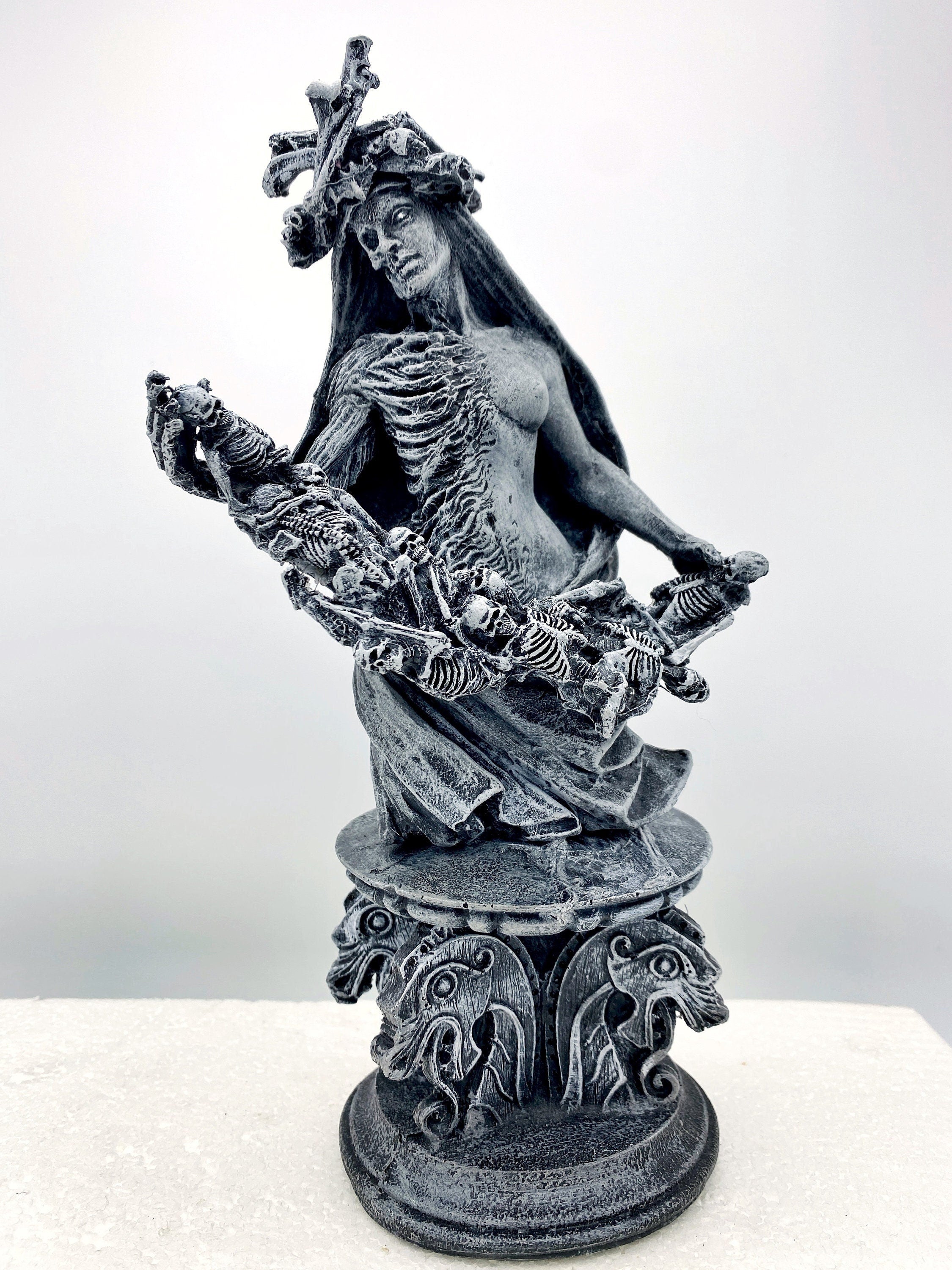 Hel, Goddess of Death and the Underworld Bust, Hand Painted Resin Sculpture | Pagan Goddess Figurine | Altar Statue for Gothic Home Decor