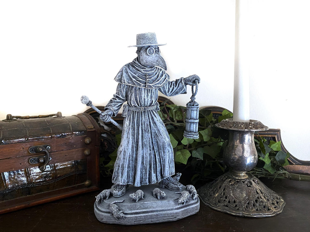 Plague Doctor Statue, Hand Painted Resin Sculpture | Gothic Medieval Figurine | Dark Folklore Art for Spooky Home Decor