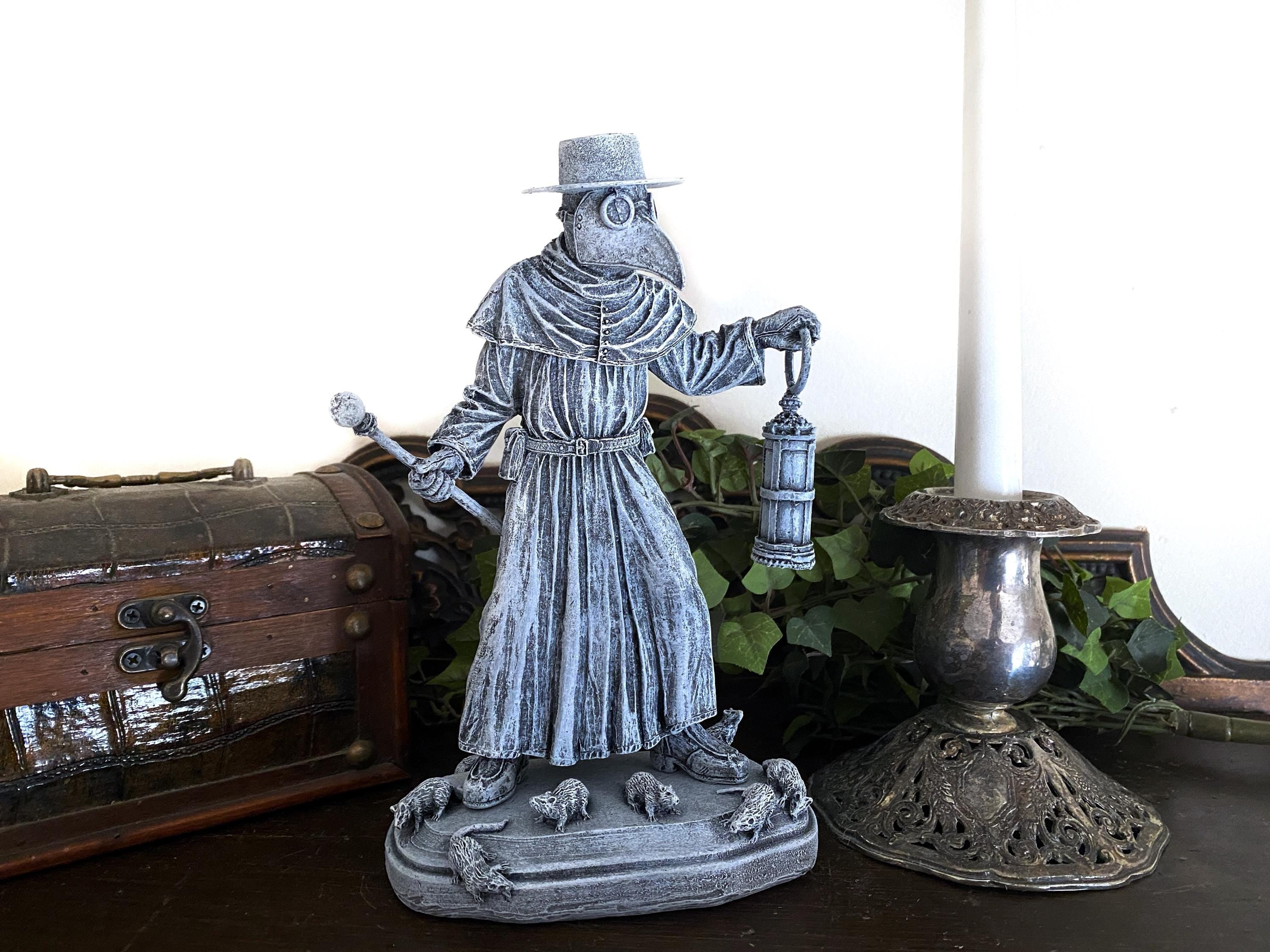 Plague Doctor Statue, Hand Painted Resin Sculpture | Gothic Medieval Figurine | Dark Folklore Art for Spooky Home Decor