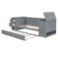 Daybed With Storage Arms, Trundle And Charging Station