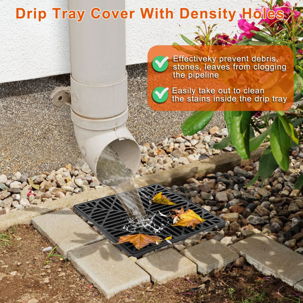 2Pcs Gutter Downspout Extension Low Profile No Deep Digging Catch Basin Downspout Extender with 4.9FT Flexible Extendable Hose For House Foundation Pr