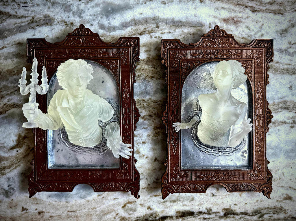 Gentleman Ghost in the Mirror Wall Plaque, Glow in the Dark Resin | Victorian Gothic Haunted Wall Art | for Halloween and Spooky Home Decor