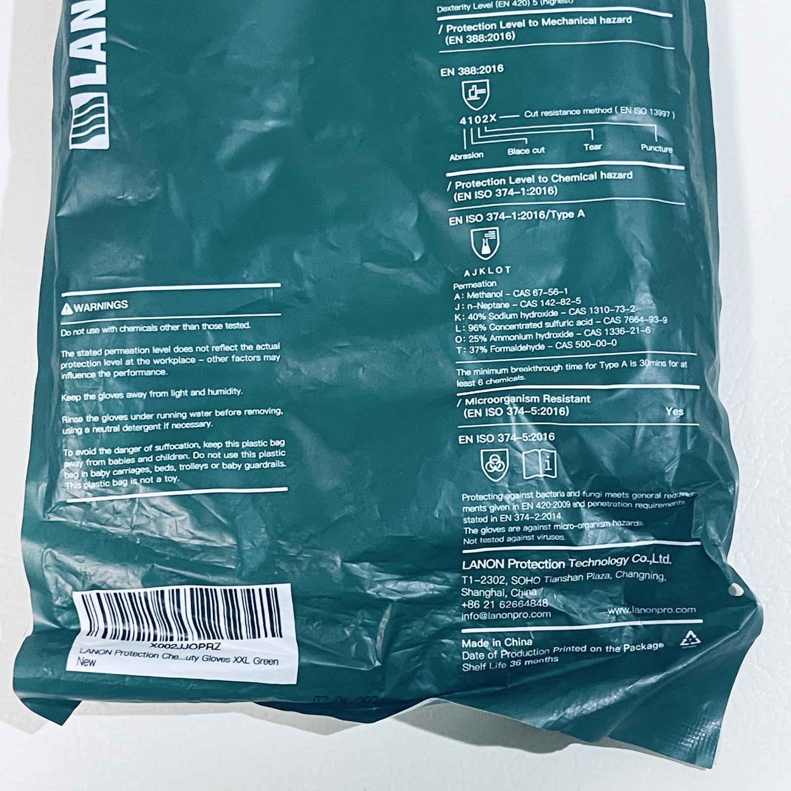 2-pack LANON V146 18" Nitrile Gloves, Chemical Resistant, Long Sleeve, XXL