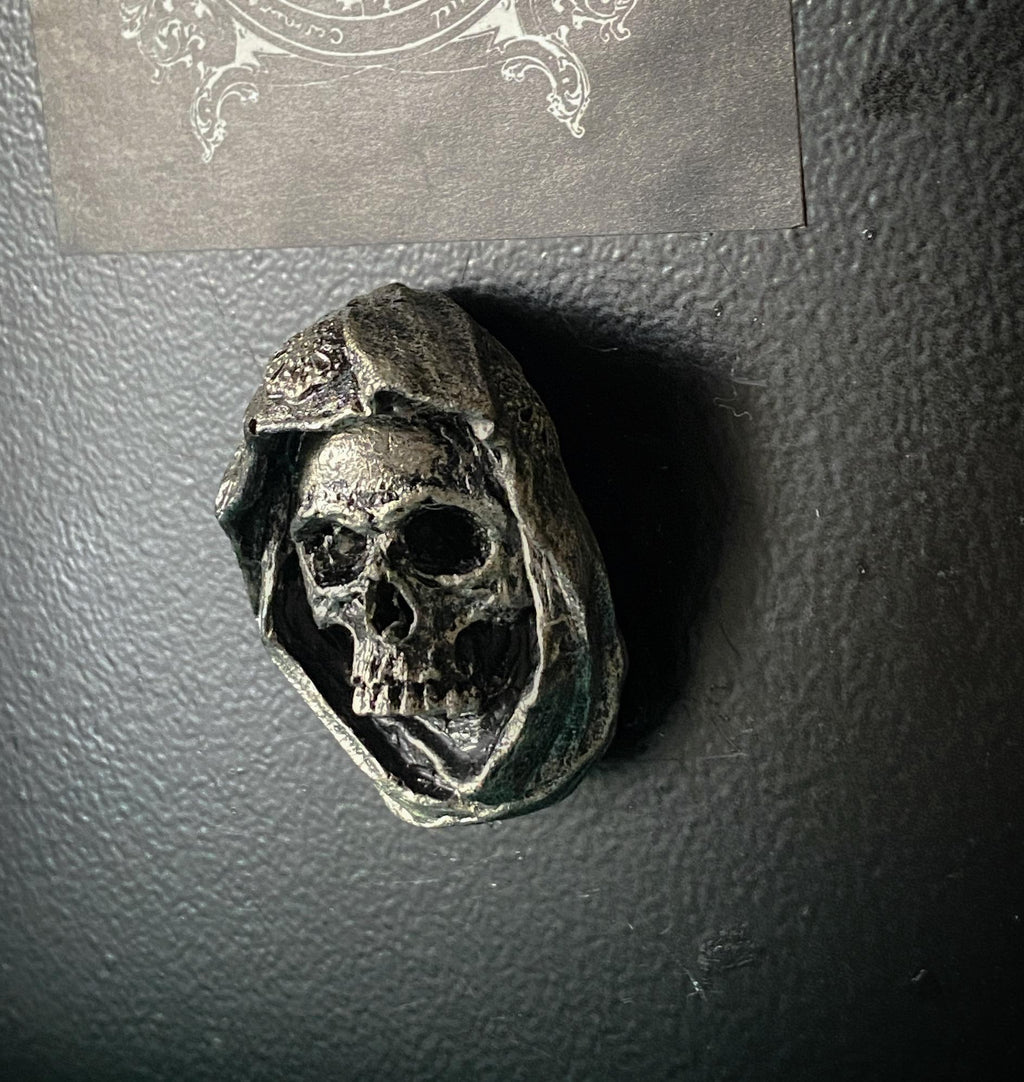 Santa Muerte/ Grim Reaper Magnet, Hand Painted Resin Sculpture | Mythic Fantasy Decor | Santa Muerte Magnet for Fantasy and Gothic Decor