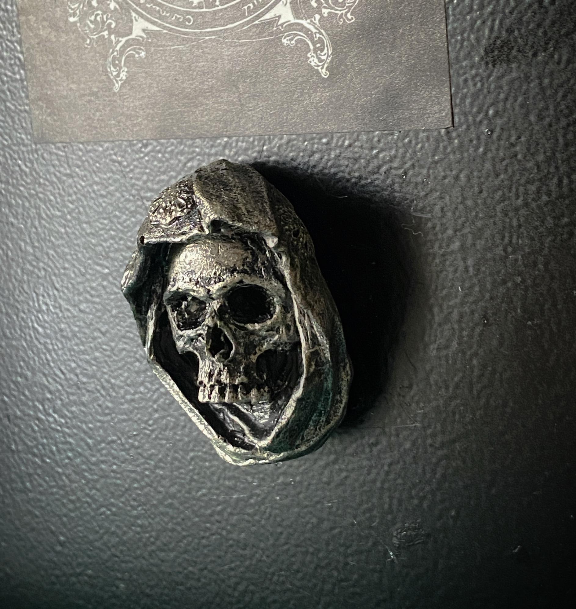 Santa Muerte/ Grim Reaper Magnet, Hand Painted Resin Sculpture | Mythic Fantasy Decor | Santa Muerte Magnet for Fantasy and Gothic Decor