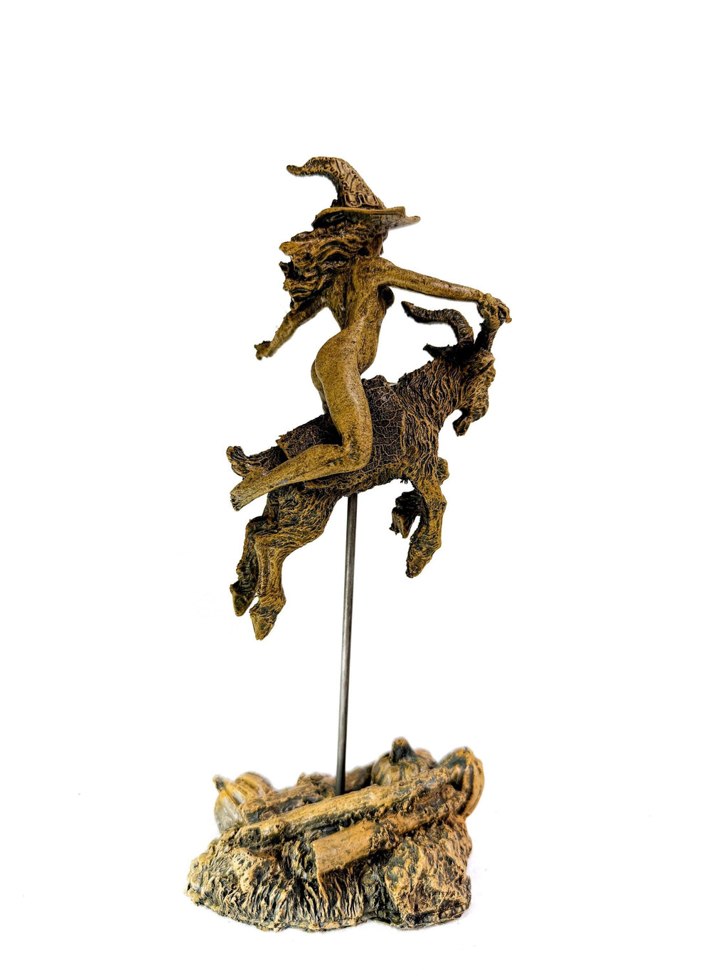 Witch’s Sabbath: Goat Rider Statue, Hand Painted Resin Sculpture | Pagan Folklore Witchcraft Figurine | Witchy Art for Gothic Home Decor