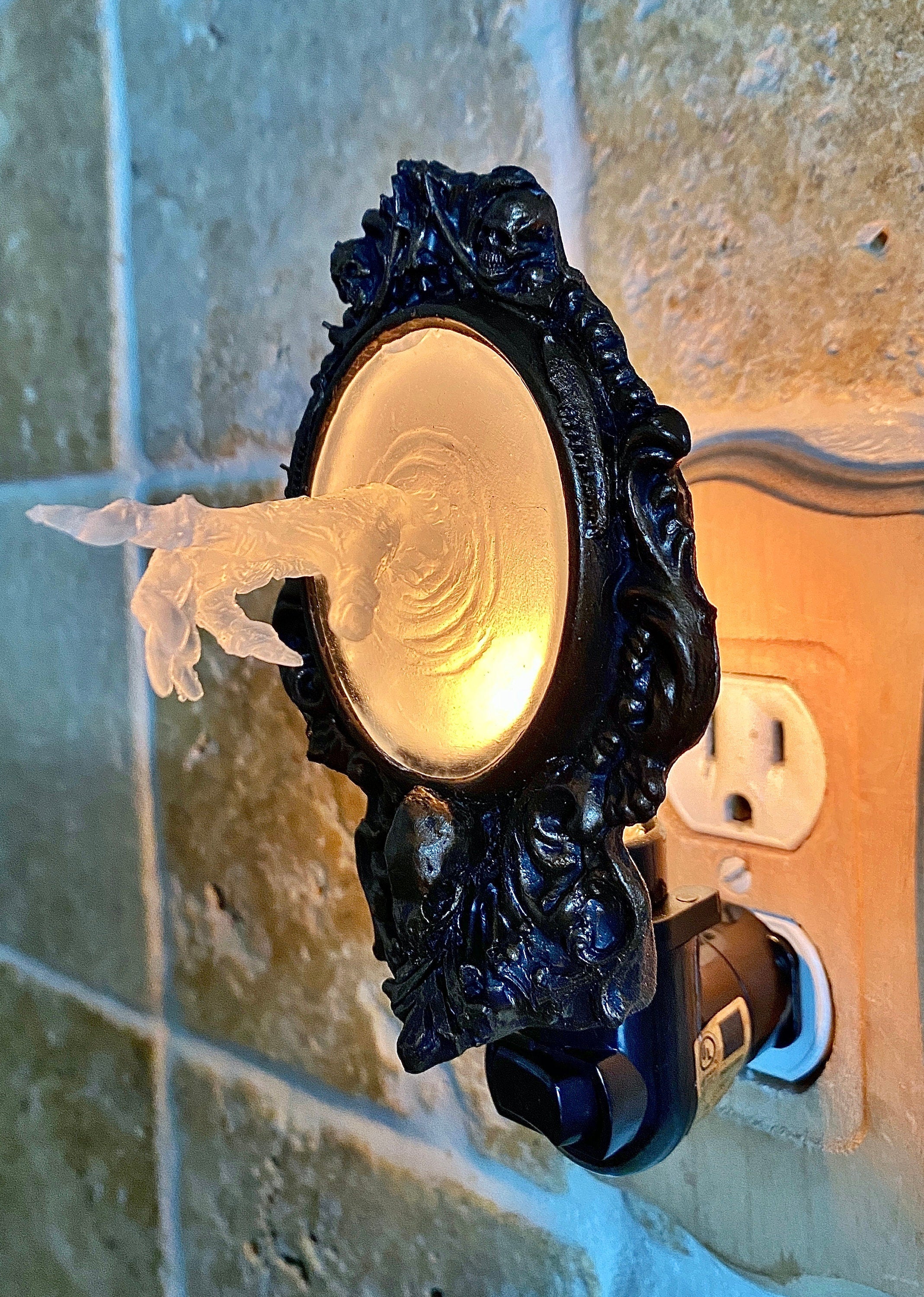Spectral Hand Nightlight, Hand Painted Resin Sculpture | Victorian Gothic Night Light |  Ghost Hand Lighting for Gothic Fantasy Home Decor