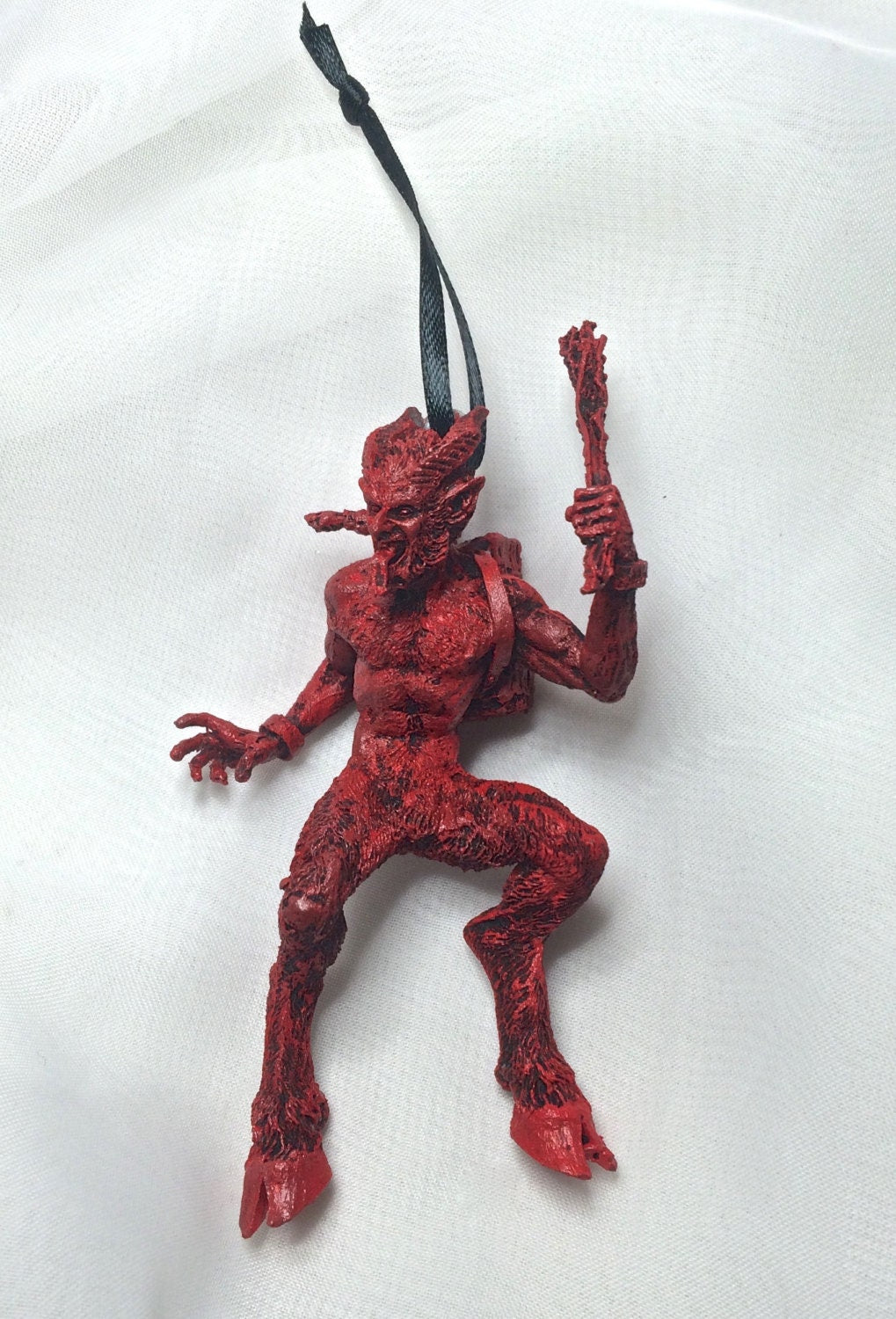 Krampus Ornament, Hand Painted Resin Sculpture | Mythical Creature Figurine | Unique Dark Christmas Demon, Gothic Folklore Holiday Ornament