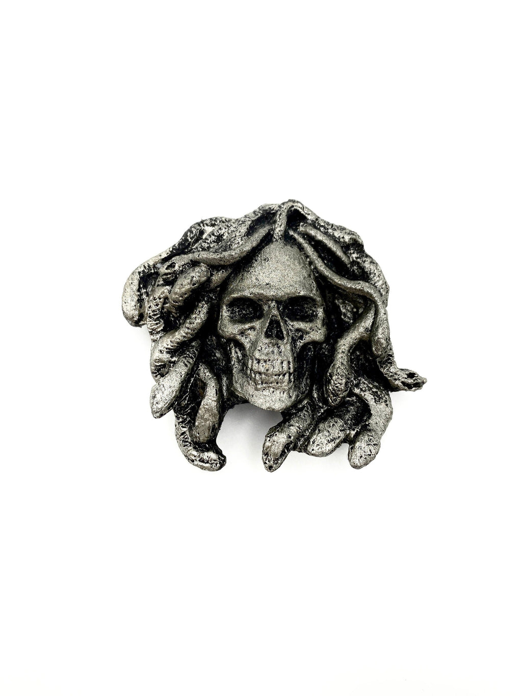 Medusa Skull Magnet, Hand Painted Resin Sculpture | Mythic Fantasy Decor | Medusa Skull Magnet for Fantasy and Gothic Decor