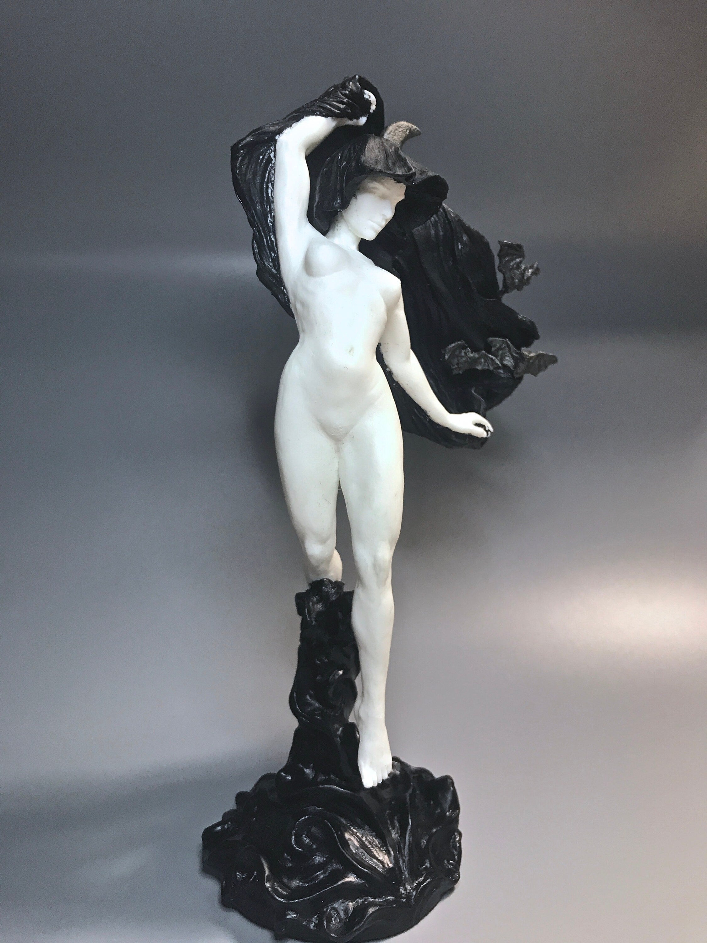 Nyx, the Goddess of the Night Statue, B&W Finish | Mythological Deities Figurine | Myths and Legends Character| Mythic Art for Gothic Decor