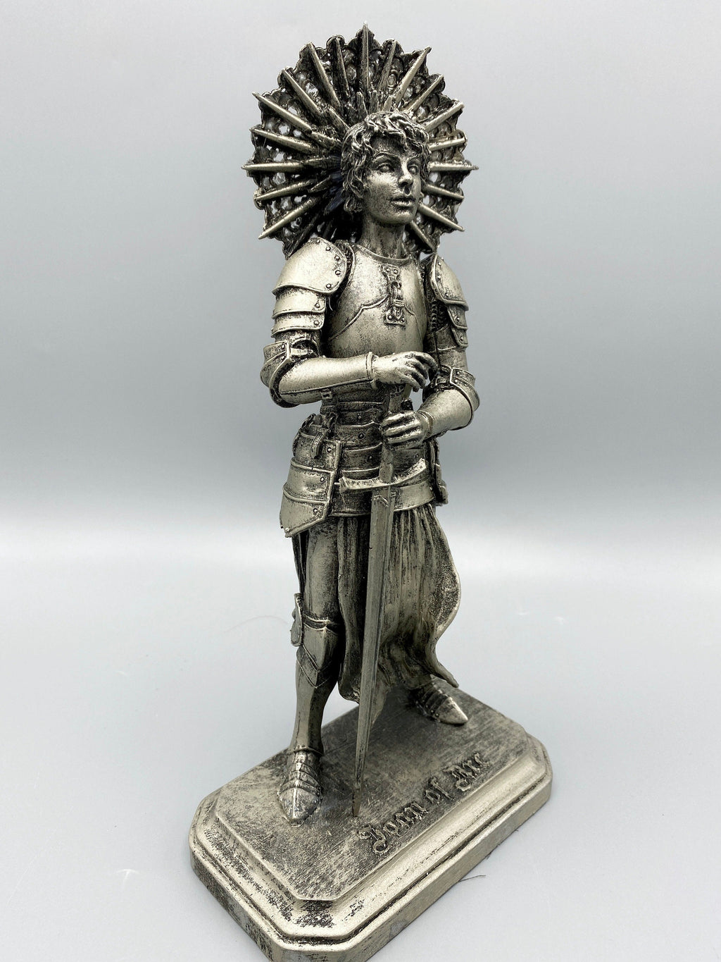 Joan of Arc Statue, Hand Painted Resin Sculpture | Medieval Warrior Saint Figurine | Feminist Icon Decor