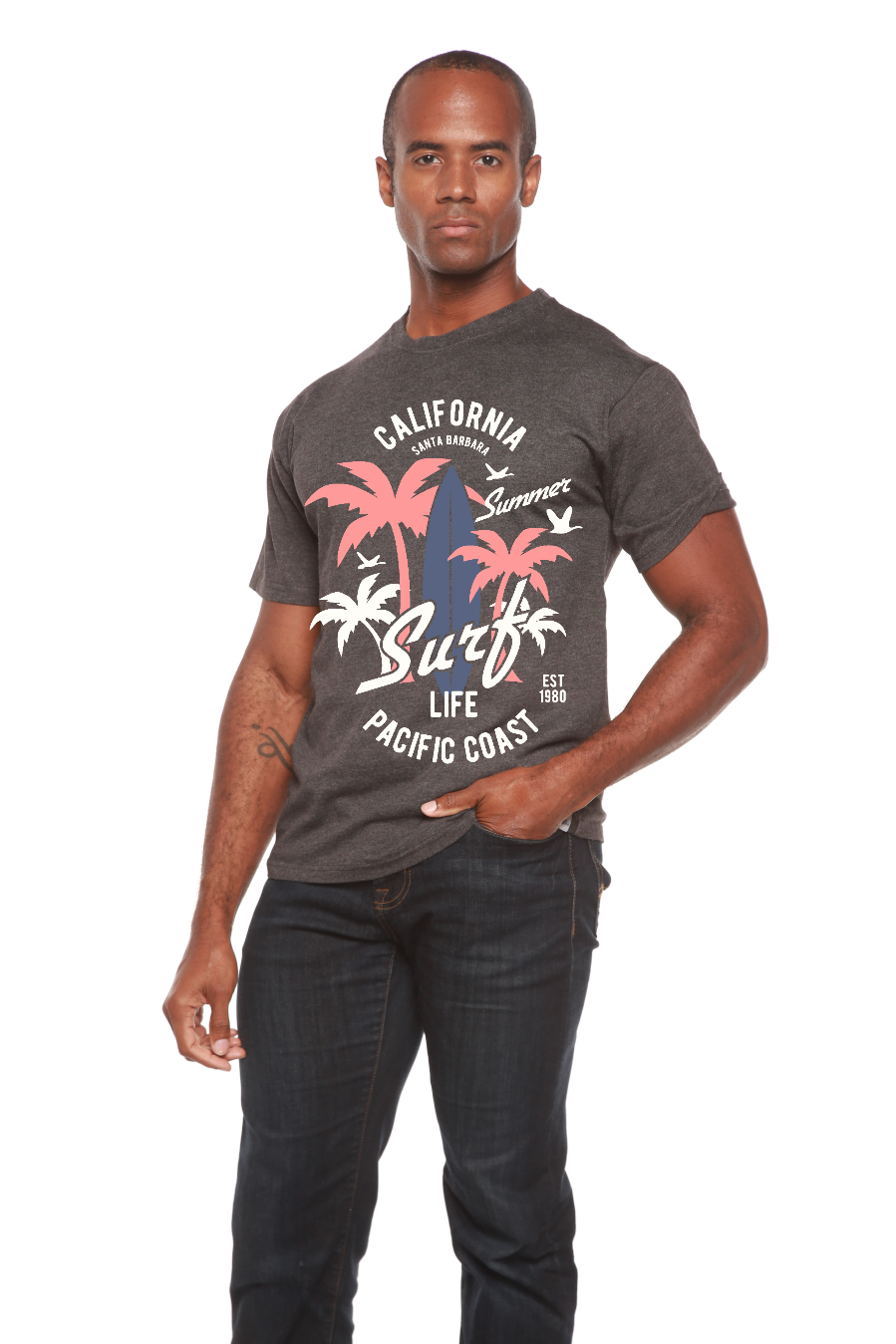 California Surf Men's Bamboo Viscose/Organic Cotton Short Sleeve Graphic T-Shirt