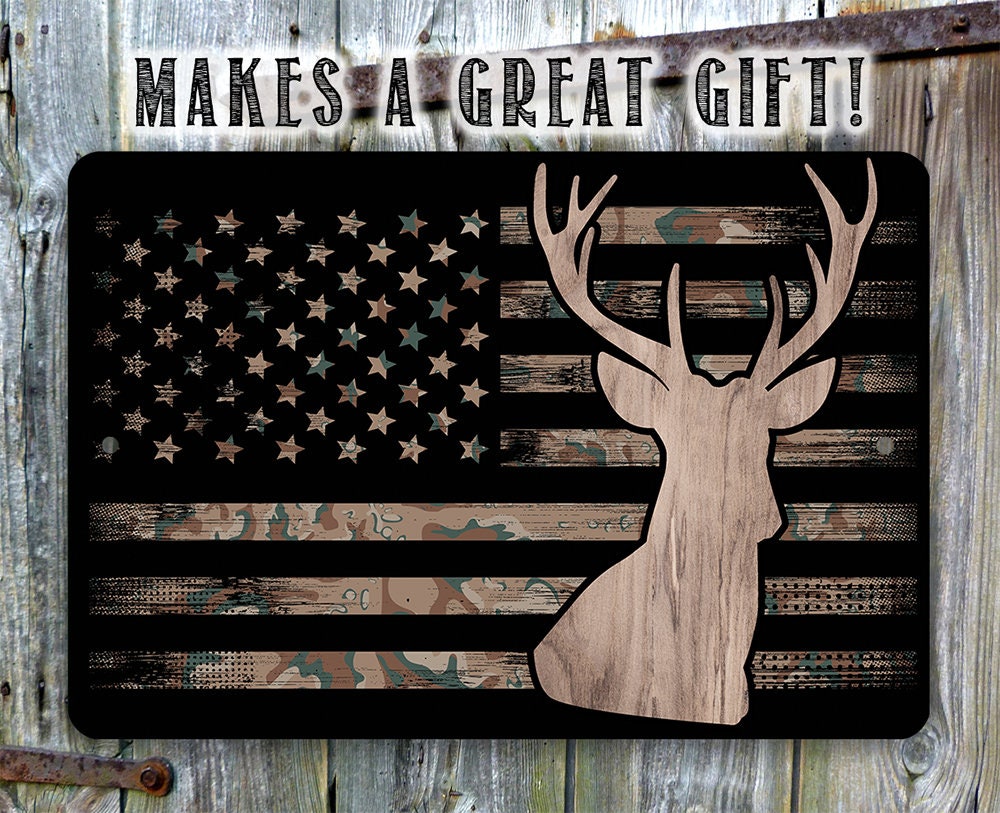 Camo Flag Hunting - Metal Sign