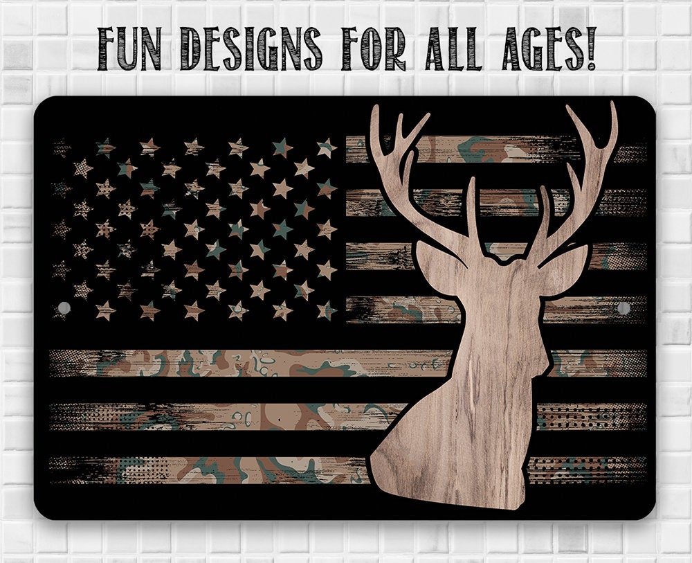Camo Flag Hunting - Metal Sign