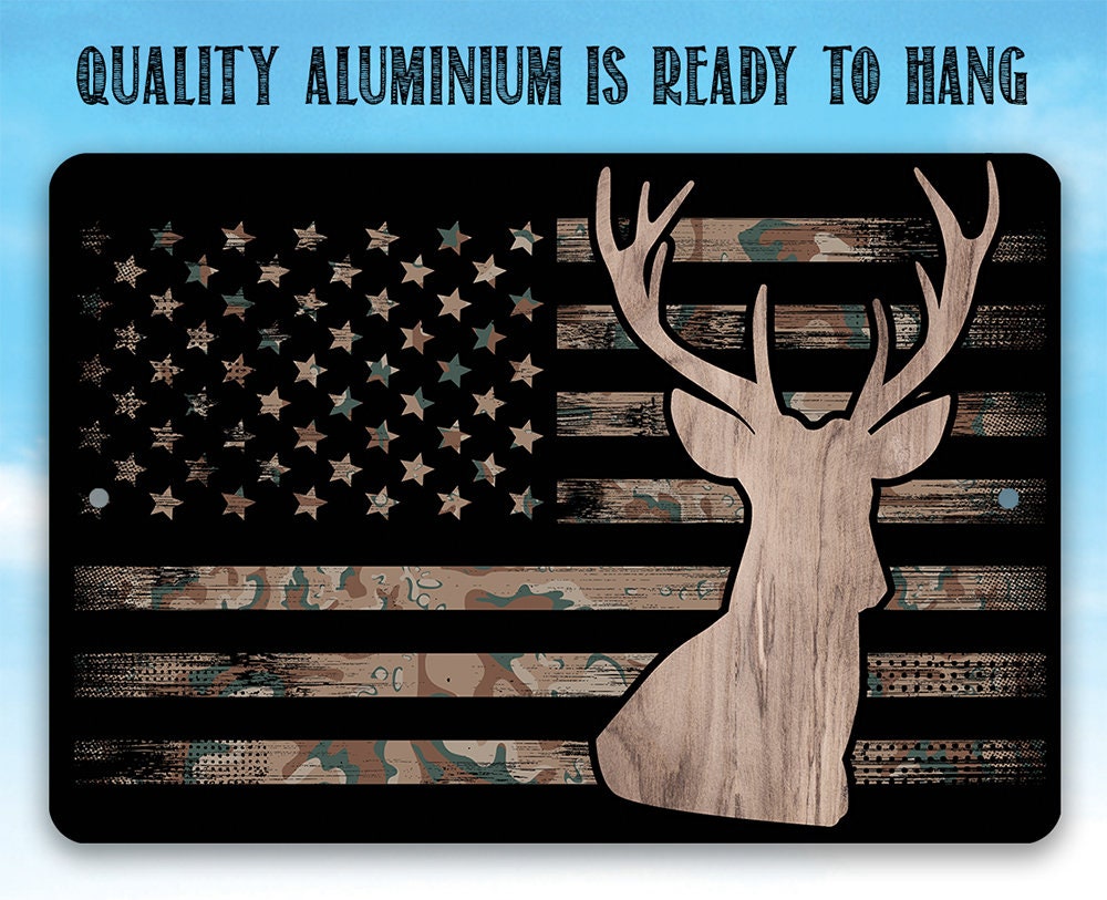 Camo Flag Hunting - Metal Sign