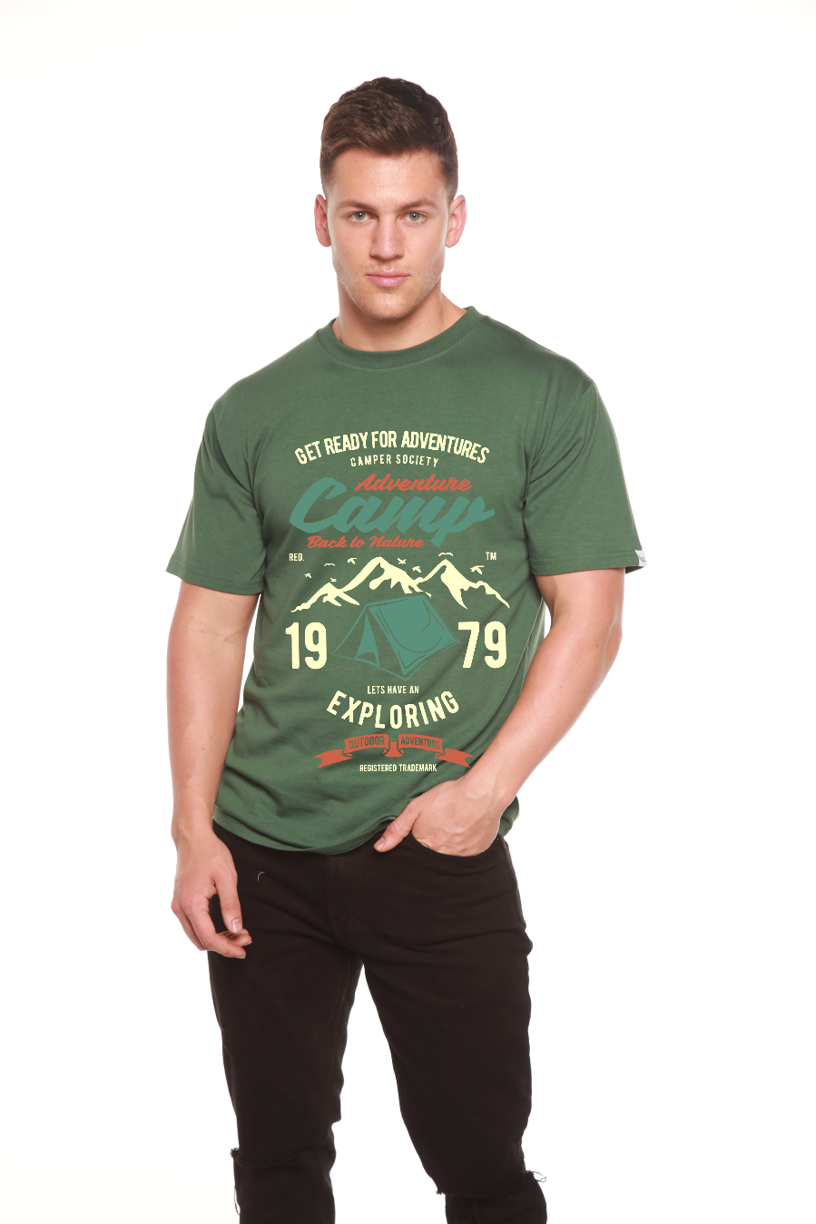 Camp Adventure Men's Bamboo Viscose/Organic Cotton Short Sleeve Graphic T-Shirt