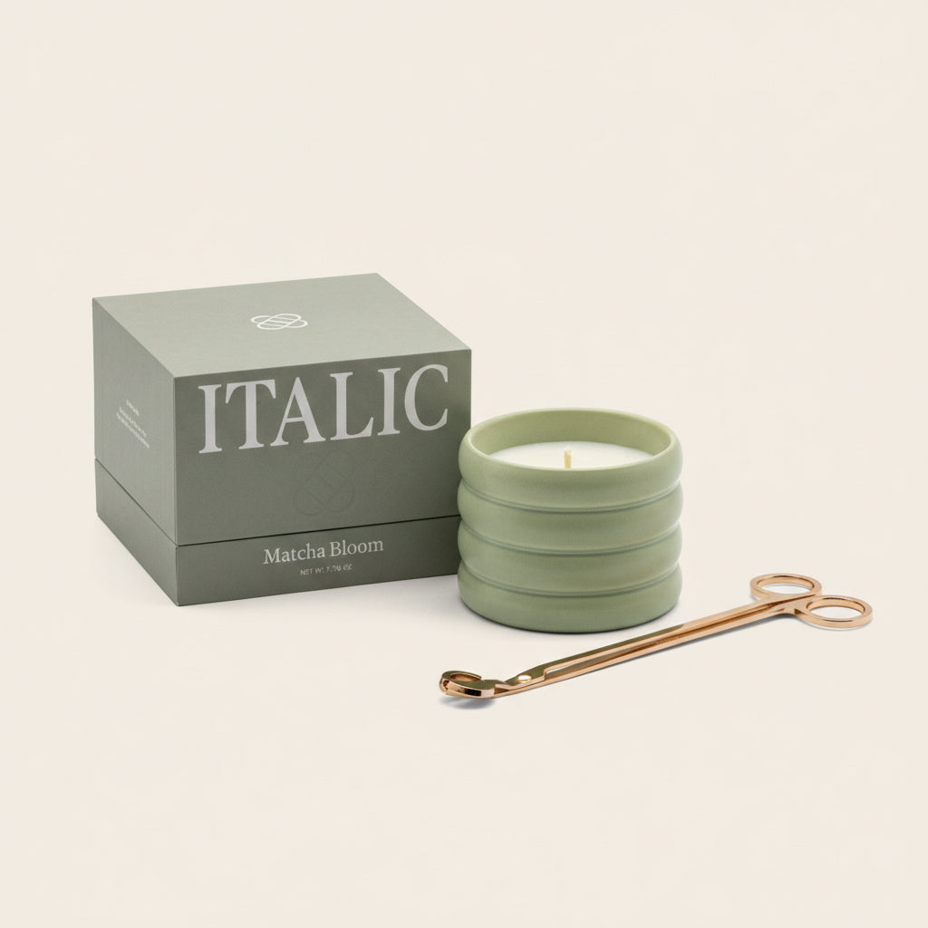 Soy Wax Ceramic Candle & Wick Trimmer Set