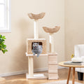 48 Inch Cattail Cat Tower with Sisal Scratching Posts Perch and Condo-Beige