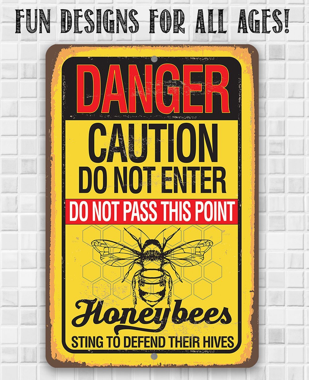 Caution Honeybees - Metal Sign