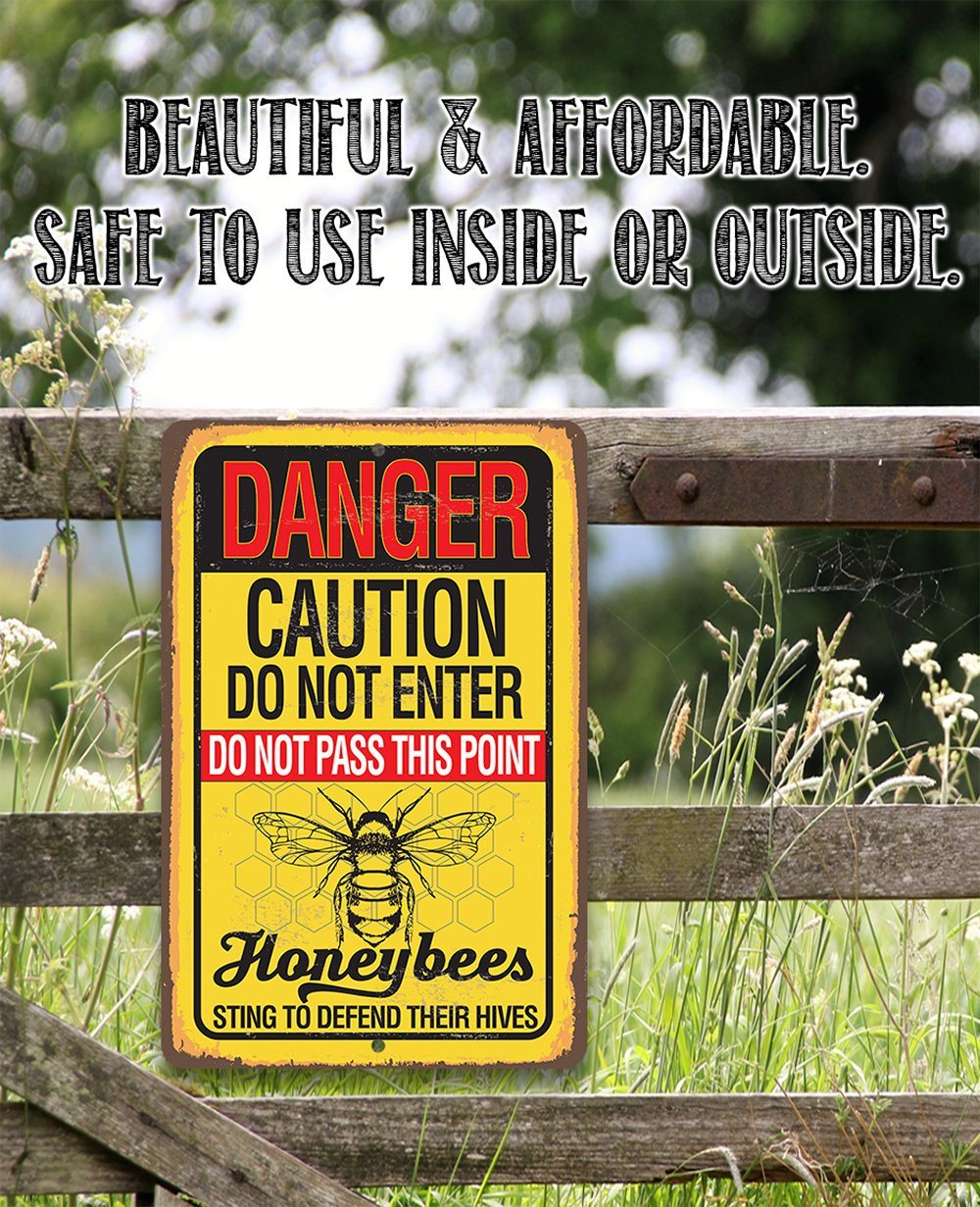 Caution Honeybees - Metal Sign