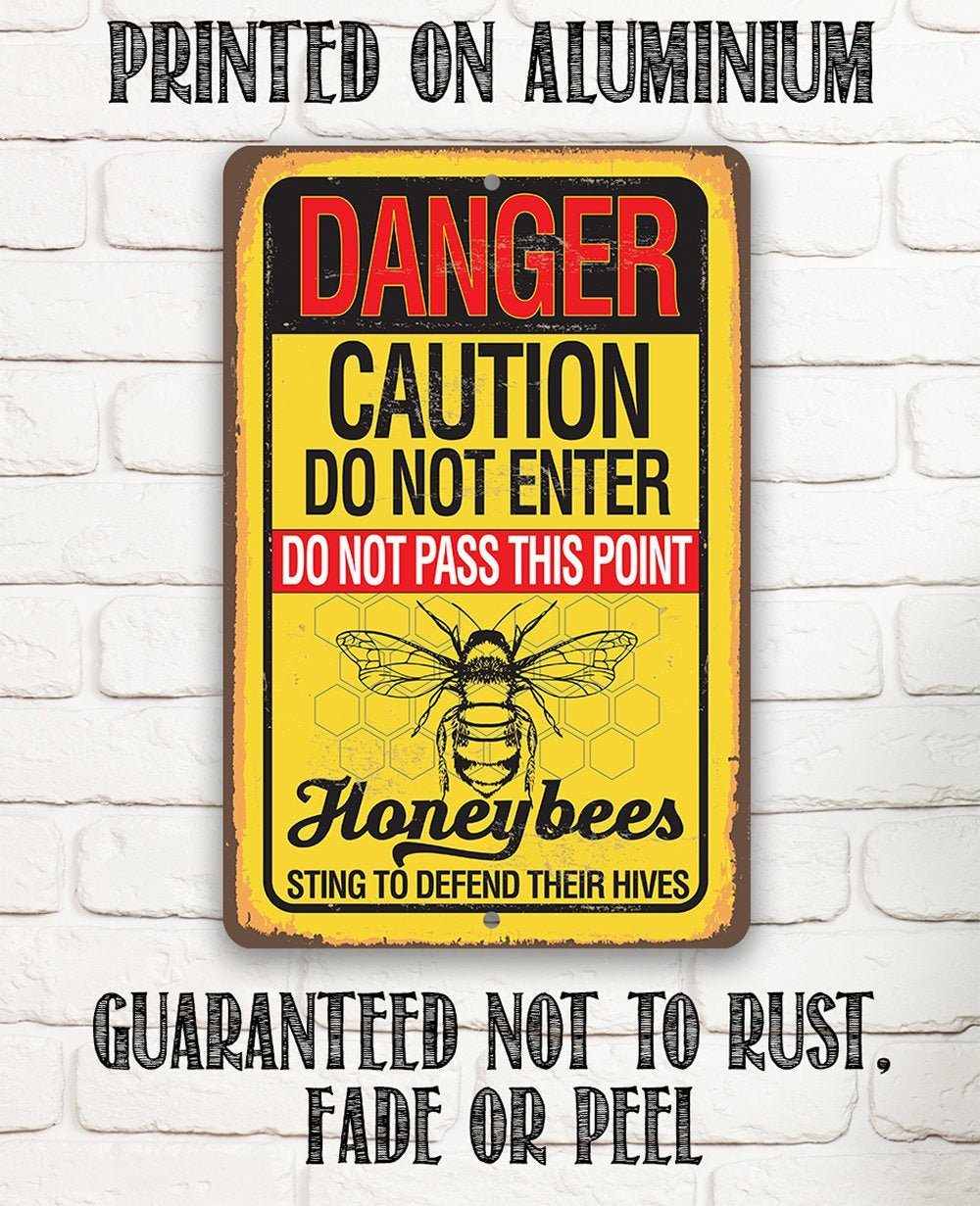 Caution Honeybees - Metal Sign