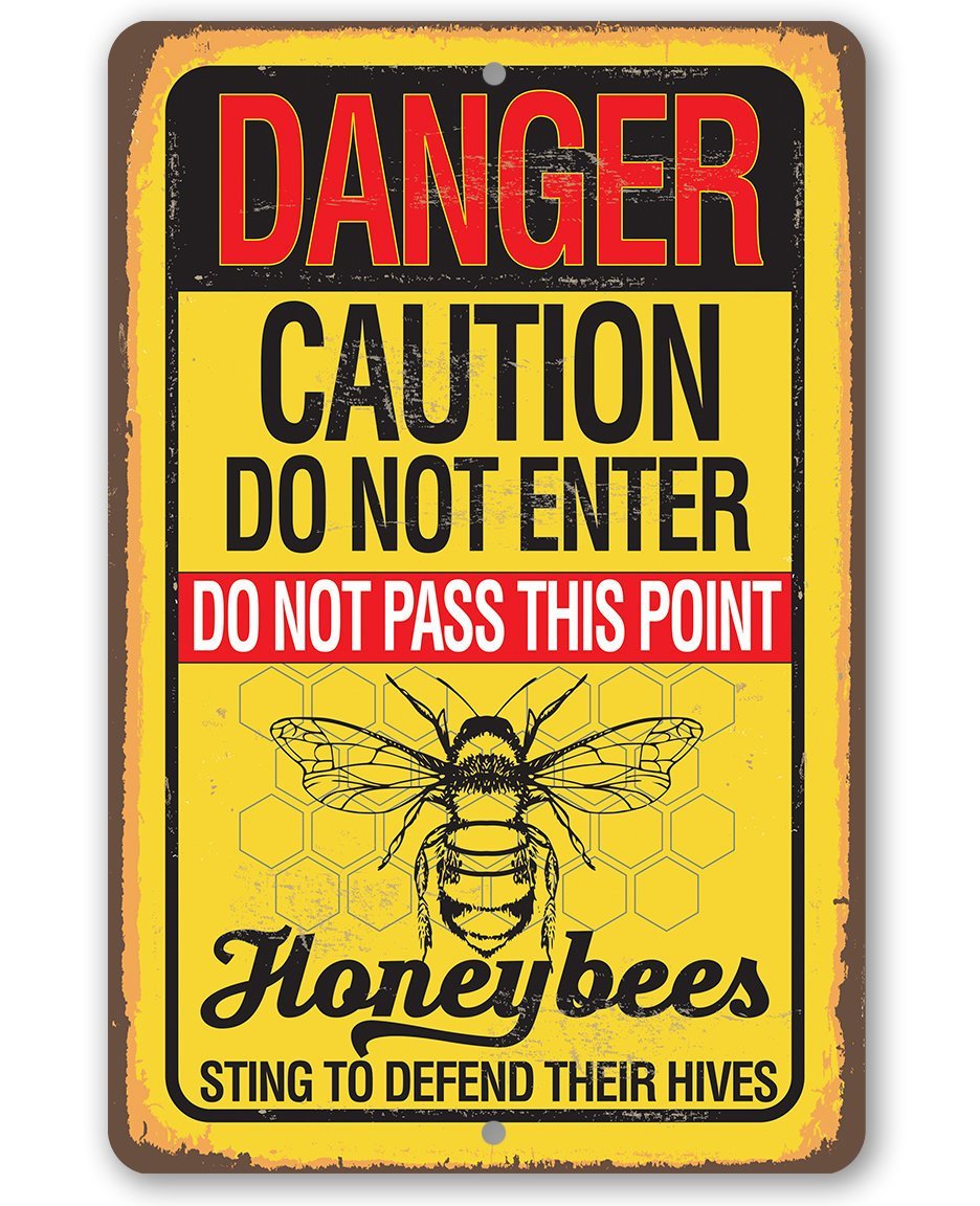 Caution Honeybees - Metal Sign
